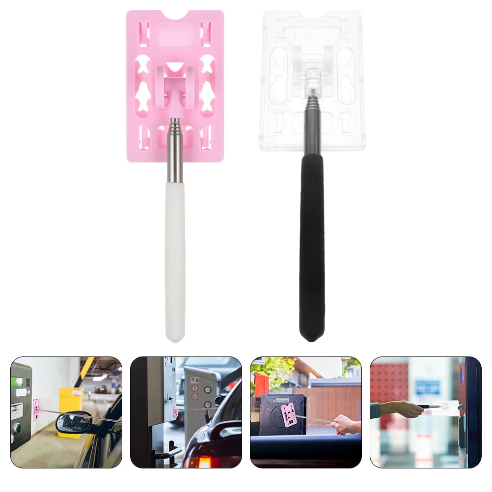 

2 Pcs Payment Sign Holder Toll Pass Plastic Card Parking Garage Telescopic Stick