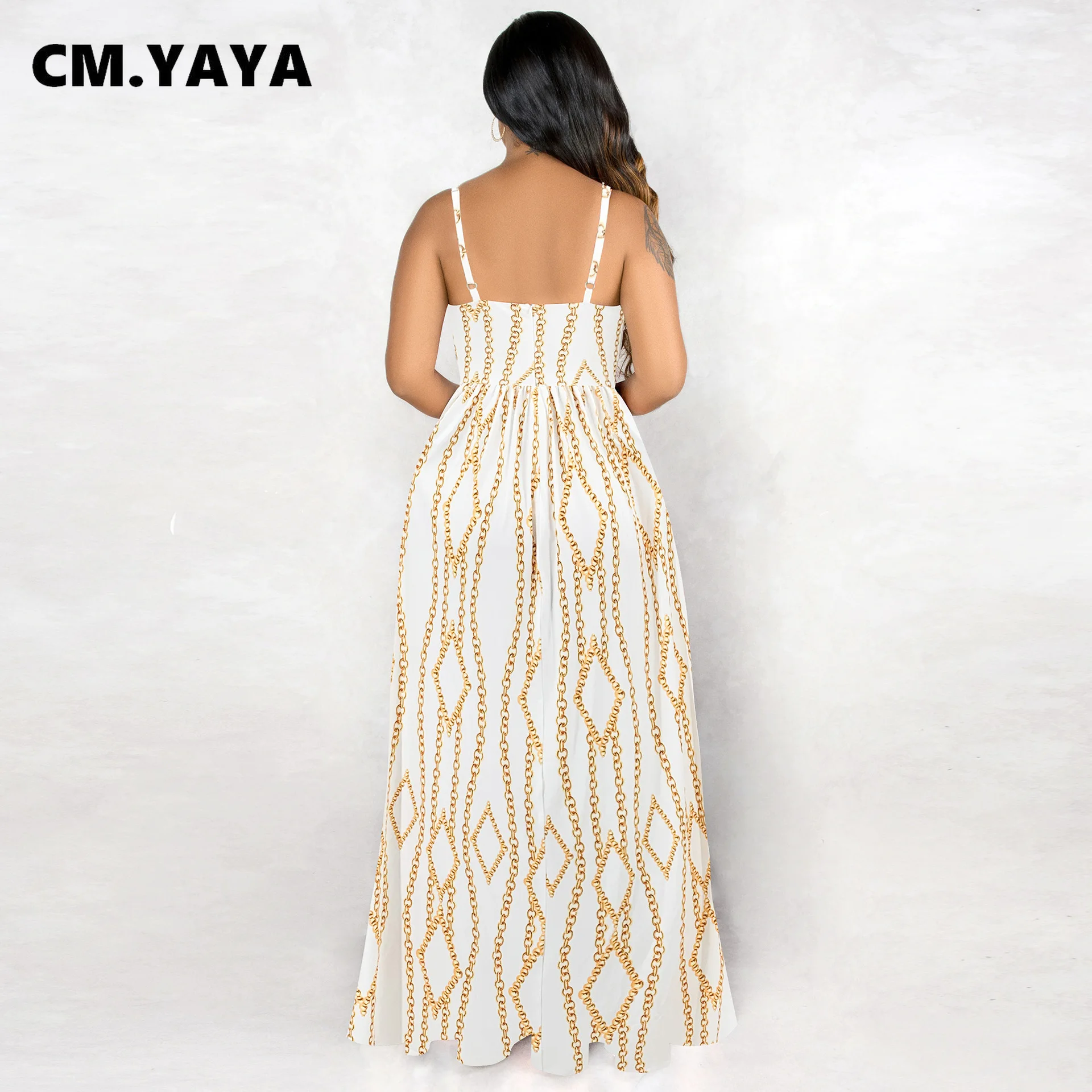 Женское длинное платье-макси с завышенной талией и V-образным вырезом |