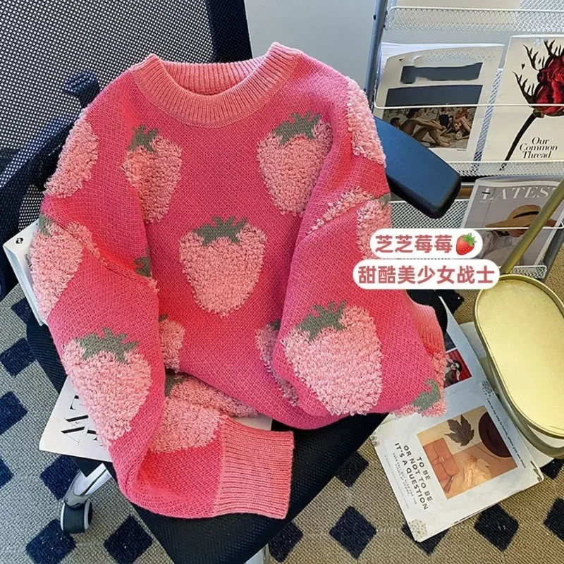 Женский трикотажный свитер с круглым вырезом жаккардовый пуловер в Корейском