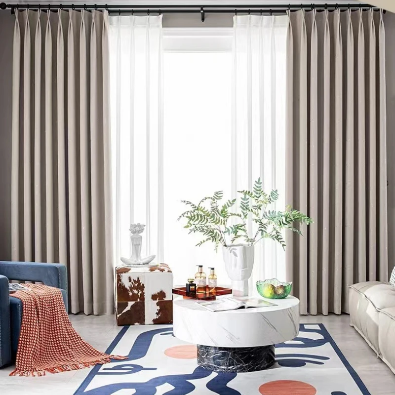 

Lightning Pattern Curtains for Living Dining Room Bedroom Chenille Thickened Full Shading Simple Surprise Silent Cream Wind