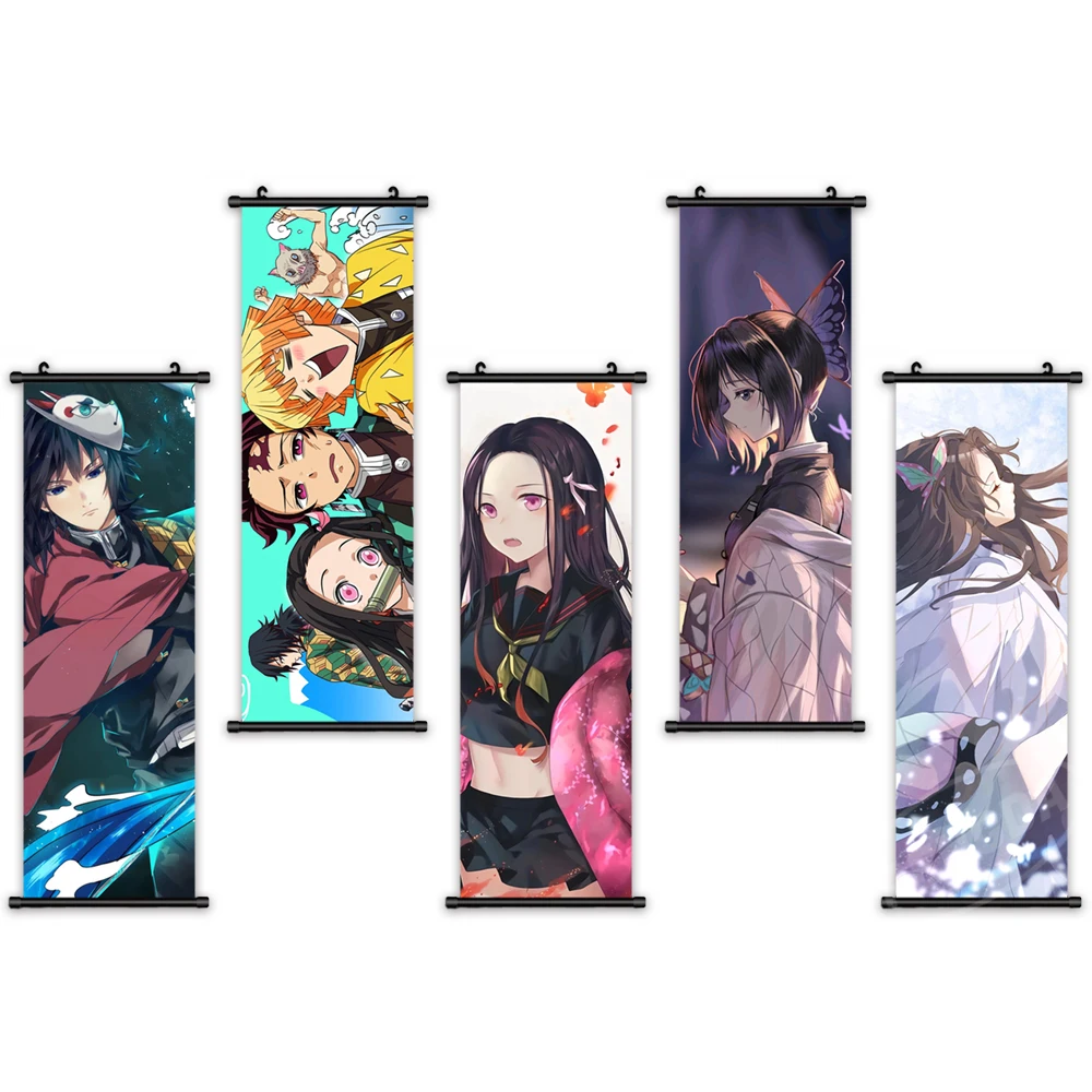 

Wall Art Demon Slayer Canvas Anime Pictures Kamado Nezuko Painting Printed Janpan Poster Plastic Hanging Scrolls Home Decoration