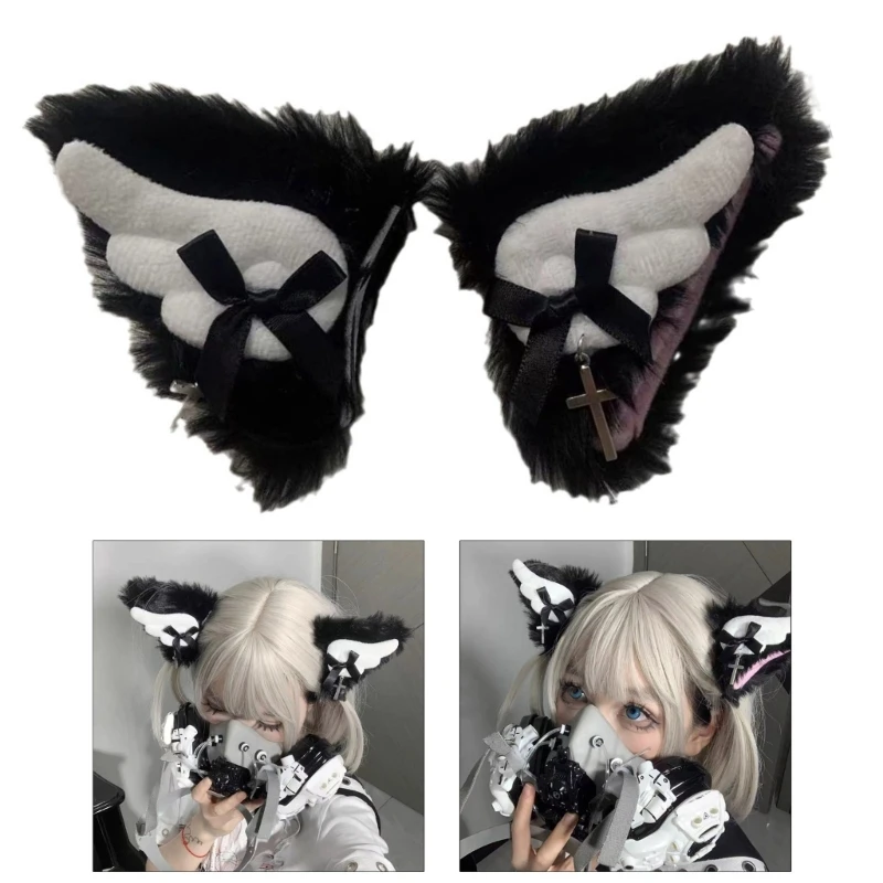 

1 Pair Lolita Cat Ear Shape Hairpin Y2K Girls Cute Plush Hair Clip Women Stage Show Cosplay Hair Barrette Party Photo Props