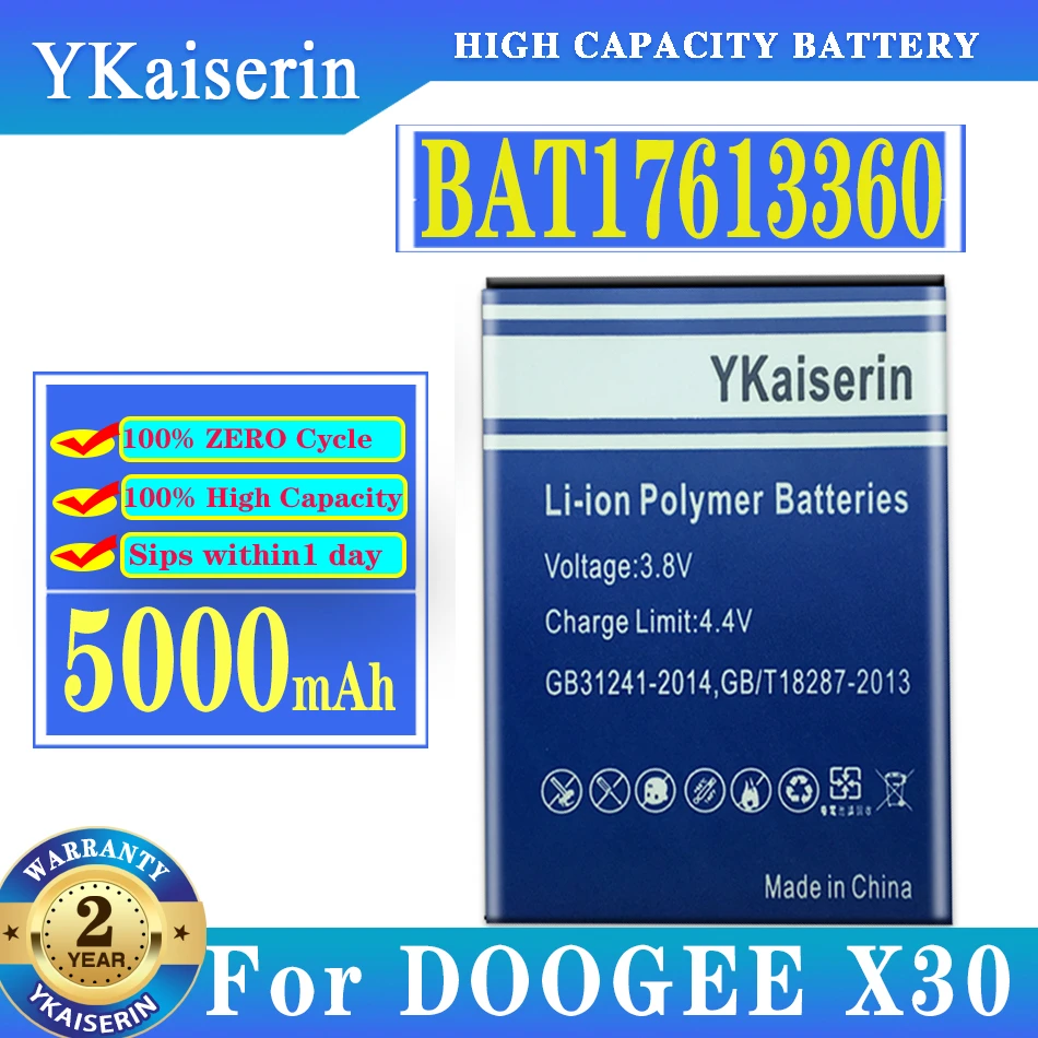 

YKaiserin 100% New For DOOGEE X30 BAT17613360 Replacement 5000mAh Parts Backup Battery for DOOGEE X30 Smart Phone
