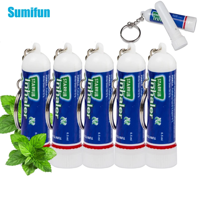 

5pcs/lot Keychain Rhinitis Mint Cream Inhaler Rhinitis Nasal Essential Oil Cold Headache Congestion Relief Refresh Ointment