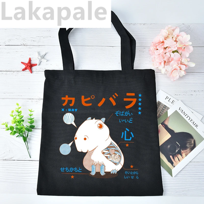 

Women Shopper bag Capybara Fashion Handbags Shoulder Bags Casual Shopping Girls Handbag Women Canvas Bag White Tote bag Shopping
