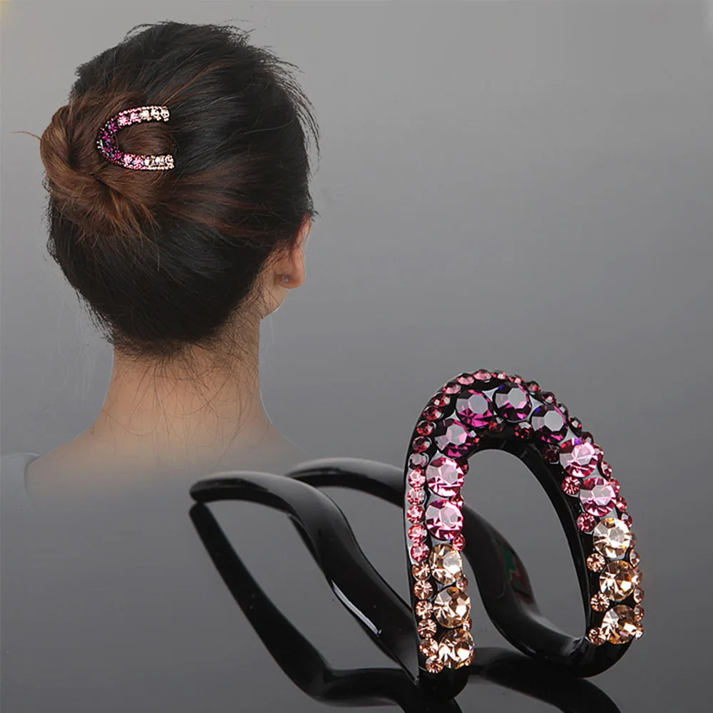 

Women Simple Accessories Rhinestone Fixed Hair Disk Hair Hair Stick Headwear U-Shape Hairpin Hair Accessories