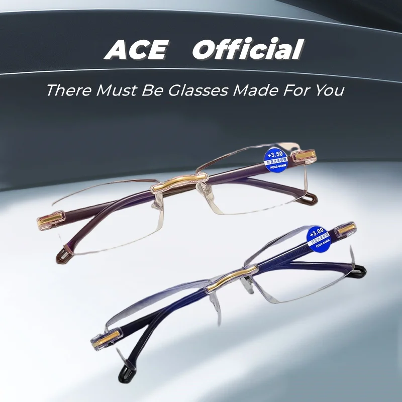 

Frameless Square Reading Glasses for Men Women's Anti Blue Light Computer Eyeglasses Far Sight Presbyopia Reader Glasses Women