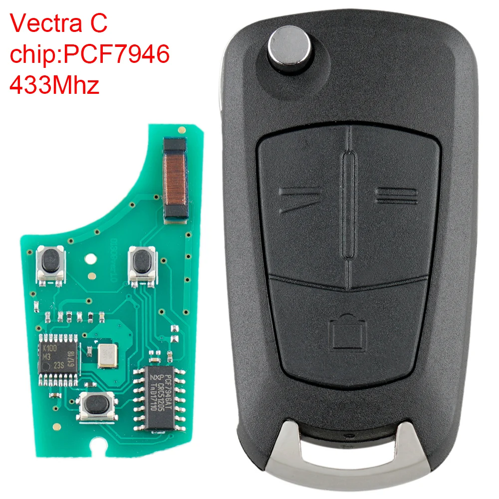 

433MHz 3 Buttons Flip Car Remote Key with PCF7946 Chip Fit for Vauxhall Opel Vectra Signum Auto