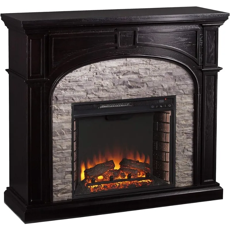

Furniture HotSpot Tanaya Electric Fireplace - Ebony w/Gray Stacked Stone