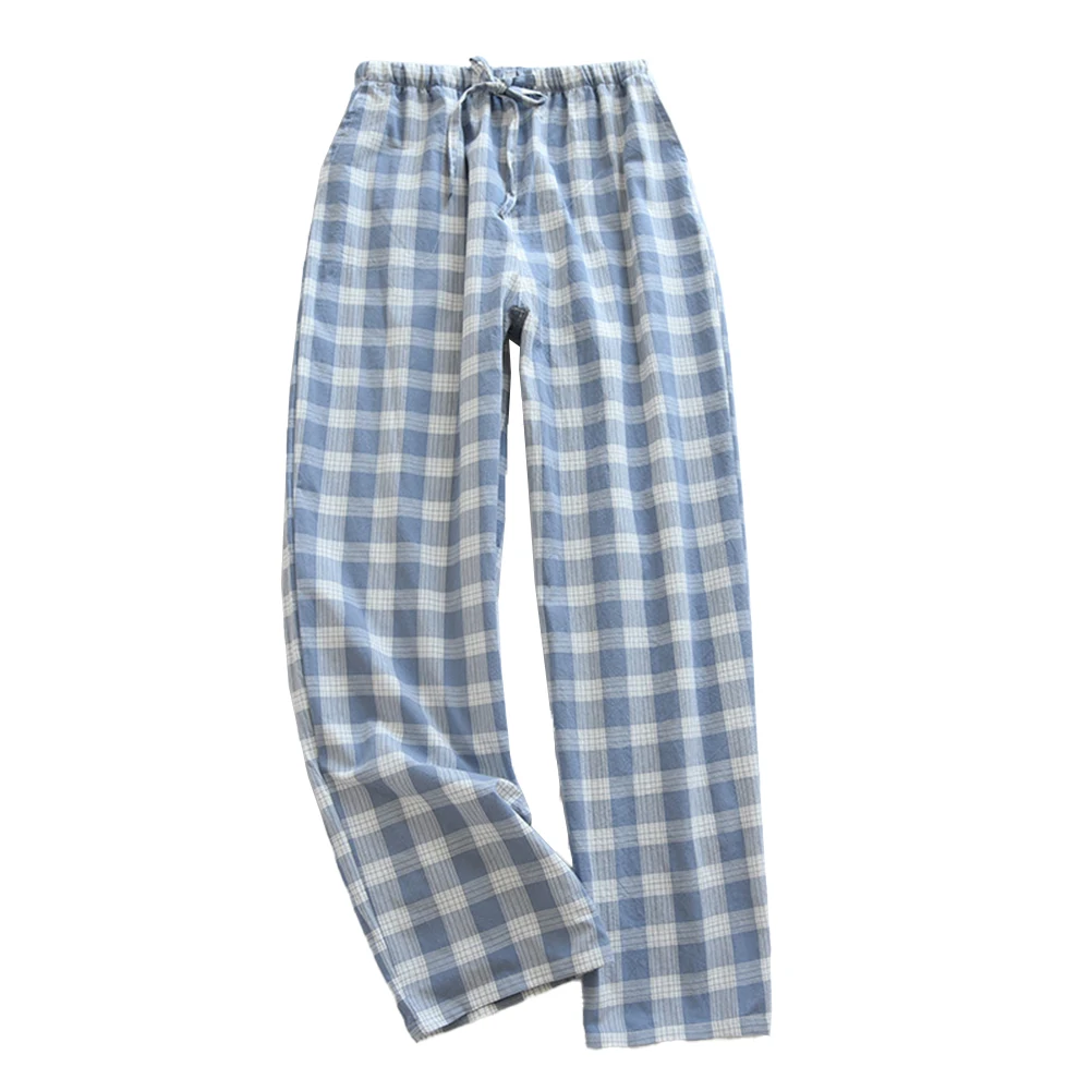

Men‘s Cotton Blend Plaid Pajama Pants Sleep Pants Loose Long Lounge Bottoms Trousers Nightwear Sleep Bottoms
