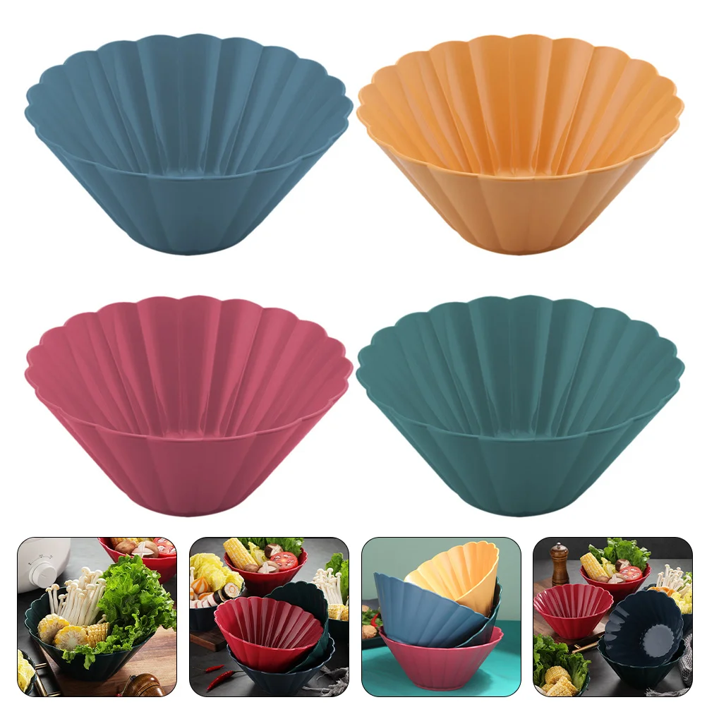 

4Pcs Delicate Salad Bowl Multi-function Fruit Bowl Household Smoothie Bowls Salad Supply