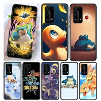 pokemon snorlax silicone cover for huawei p50 p40 p30 p20 pro p10 p9 f8 lite e plus 2016 5g black tpu phone case