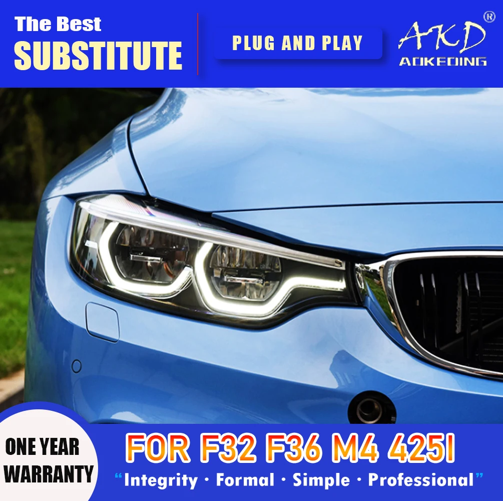 

AKD Head Lamp for BMW F32 F36 M4 F82 LED Headlight 2013-2019 Headlights 425I DRL Turn Signal High Beam Angel Eye Projector Lens