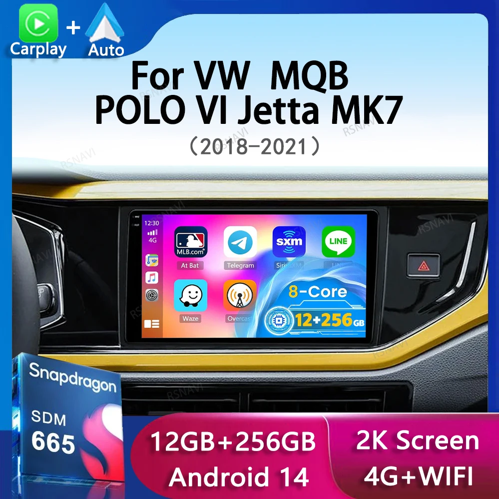 Android 14 Carplay Auto для VW Volkswagen MQB POLO VI Jetta MK7 2018-2020 2021 автомобильное радио стерео видео