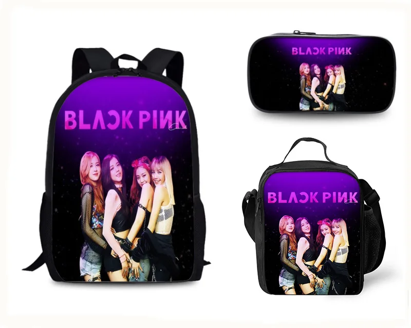 

Harajuku Korean beauty girls band Lalisa 3pcs/Set Backpack 3D Print School Student Bookbag Laptop Daypack Lunch Bag Pencil Case