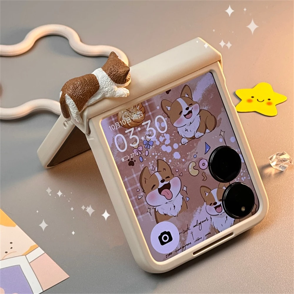 Фото Японский корейский милый 3D чехол для телефона «Спящий котенок» для Samsung Galaxy Z Flip 7 Flip 6/5/4/3 для Motorola Razr 60 40 50 Ultra №1