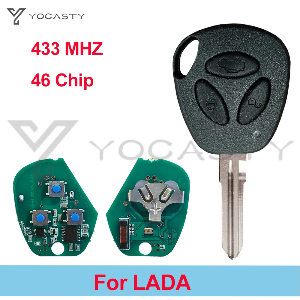 

YOCASTY For Lada Priora Granta Vesta X-Ray XRay Sedan Sport Kalina 3 Buttons Remote Car Key With 433 MHZ 46 Chip