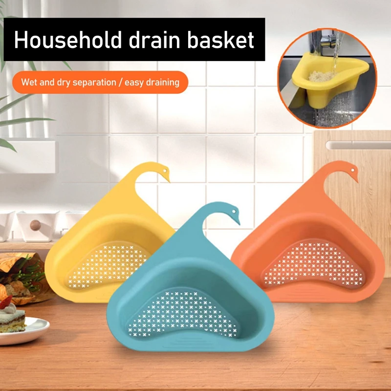 

Kitchen Triangular Sink Strainer Basket Multi-functional Corner Sink Stopper Vegetable Fruit Drainer Rack For Kitchen Gadgets