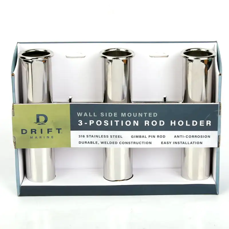 

Steel Marine Triple Rod Holder Rack, 3 Fishing Pole Holder