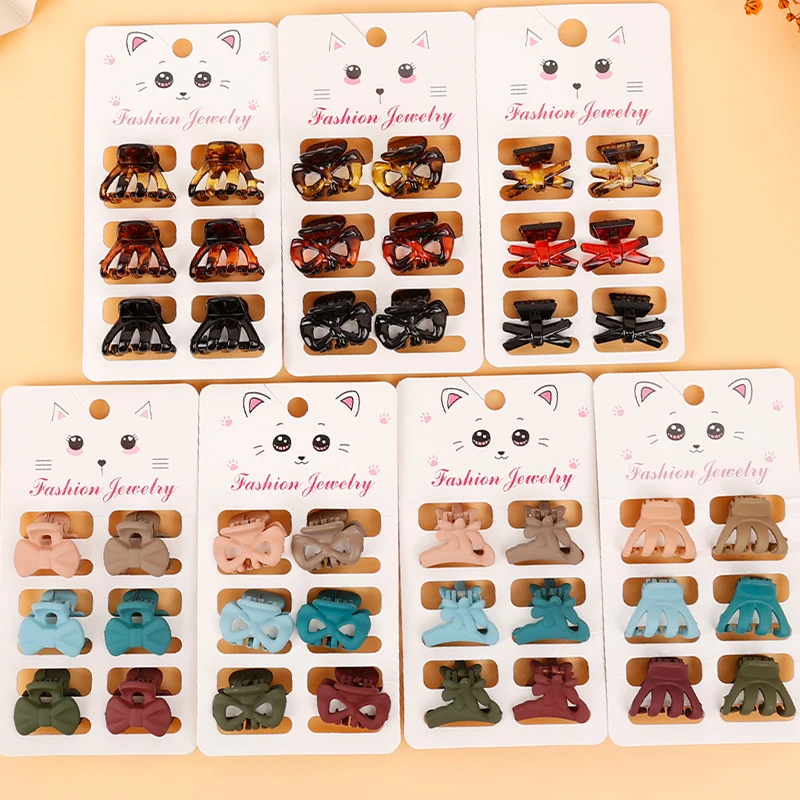 

6 Pcs/sets Small Hair Claw Clips Women Girls Plastic Small Hair Crab Claw Barrettes Mini Hair Clips Hairpin Fashion Accessories