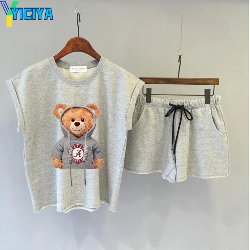

Korea East Gate Women's 2023 Casual Sports Fashion Set Women's Summer and Korean Loose Tank Top Shorts Two Piece Set