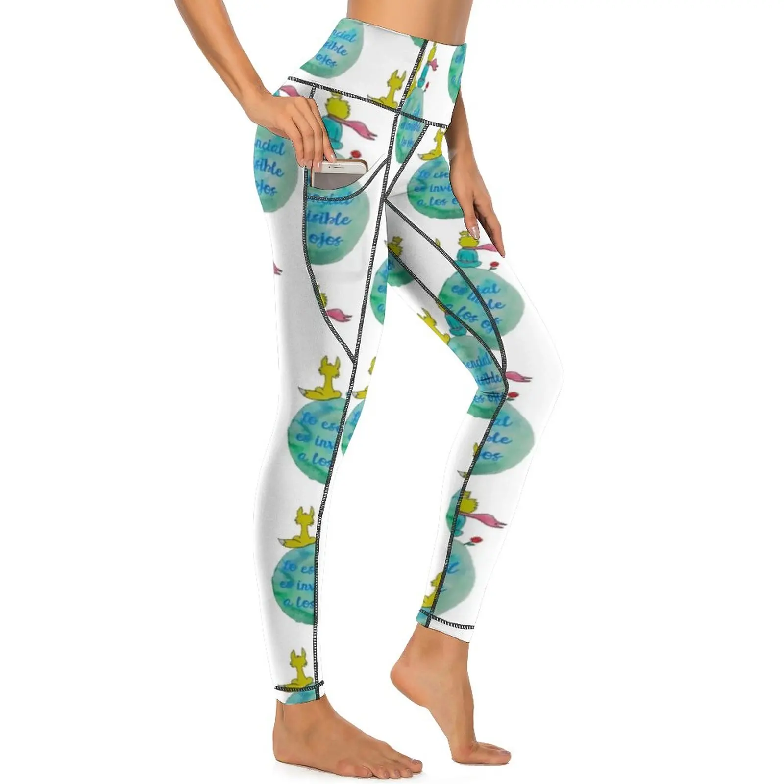 

Little Prince Yoga Pants With Pockets Invisible To The Eyes Leggings High Waist Kawaii Yoga Legging Fitness Running Sport Pants