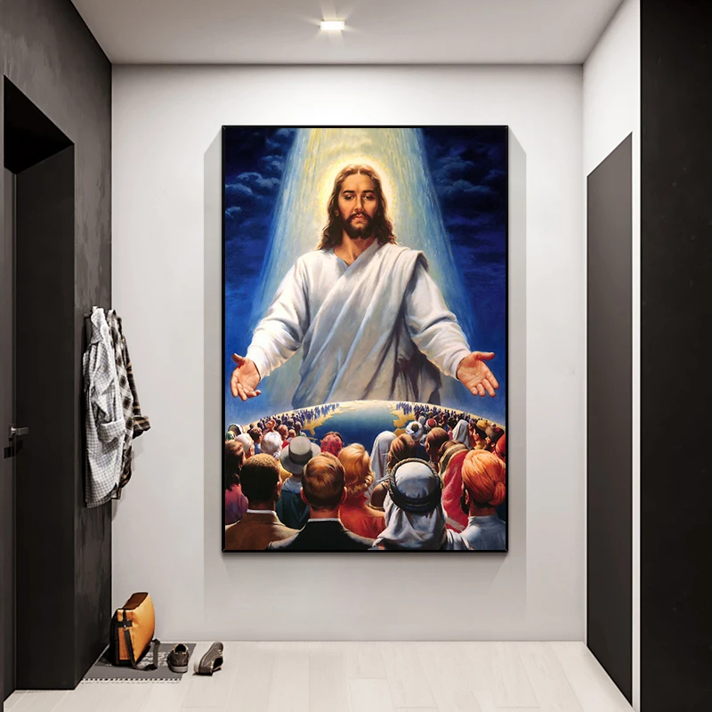 

Jesus Portrait Saint God Poster Prints Give Me Your Hand Pious Believer Christian Canvas Painting Church Living Room Home Decor