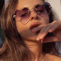 uv400 rimless gradient lens thin metal frame heart sunglasses eyewear heart shaped sunglasses sunglasses for women