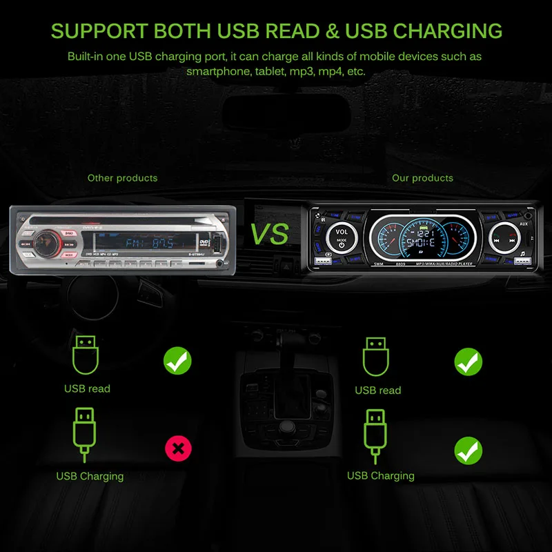 Автомагнитола 1 Din 12 В Bluetooth ЖК-дисплей FM Aux вход USB MP3 60 Вт X 4 |