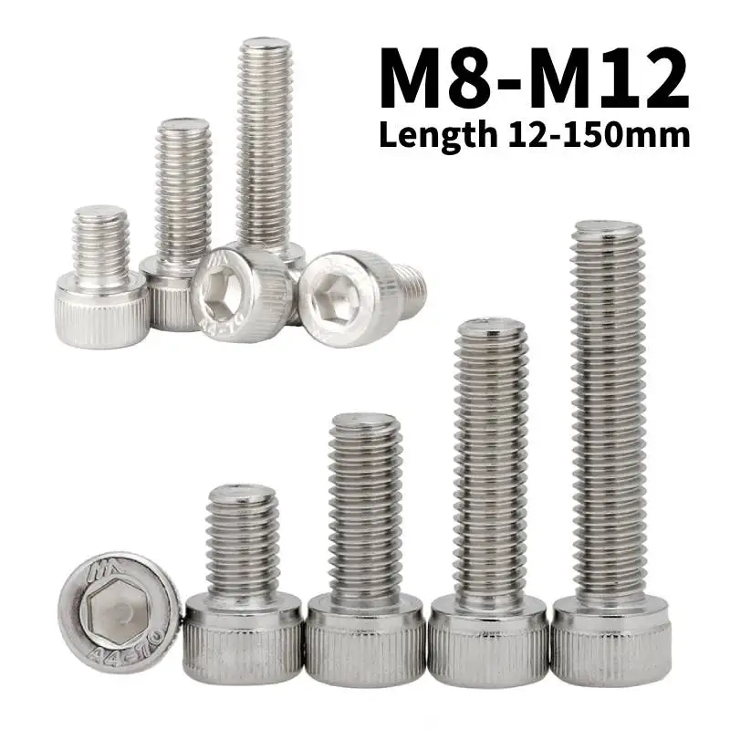 

M8 M10 M12 316 Stainless Steel DIN912 Socket Head Cup Head Bolts Cylinder Head Socket Head Cap Screws Screw Length 4-150mm
