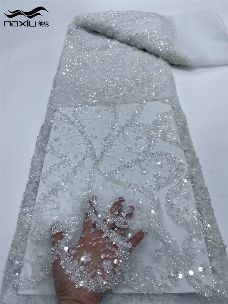 Африканская кружевная ткань Madison французская сетчатая с блестками 2024