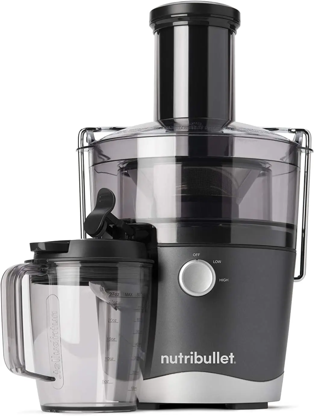 

Juicer Centrifugal Juicer Machine for Fruit, Vegetables, and Food Prep, 27 Ounces/1.5 Liters, 800 Watts, Gray NBJ50100