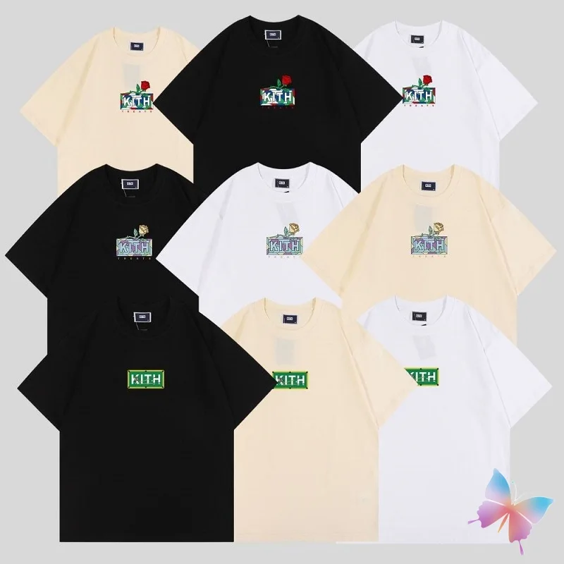 

KITH T Shirts High Quantity Rose Box Logo Loose Men Women T-shirt