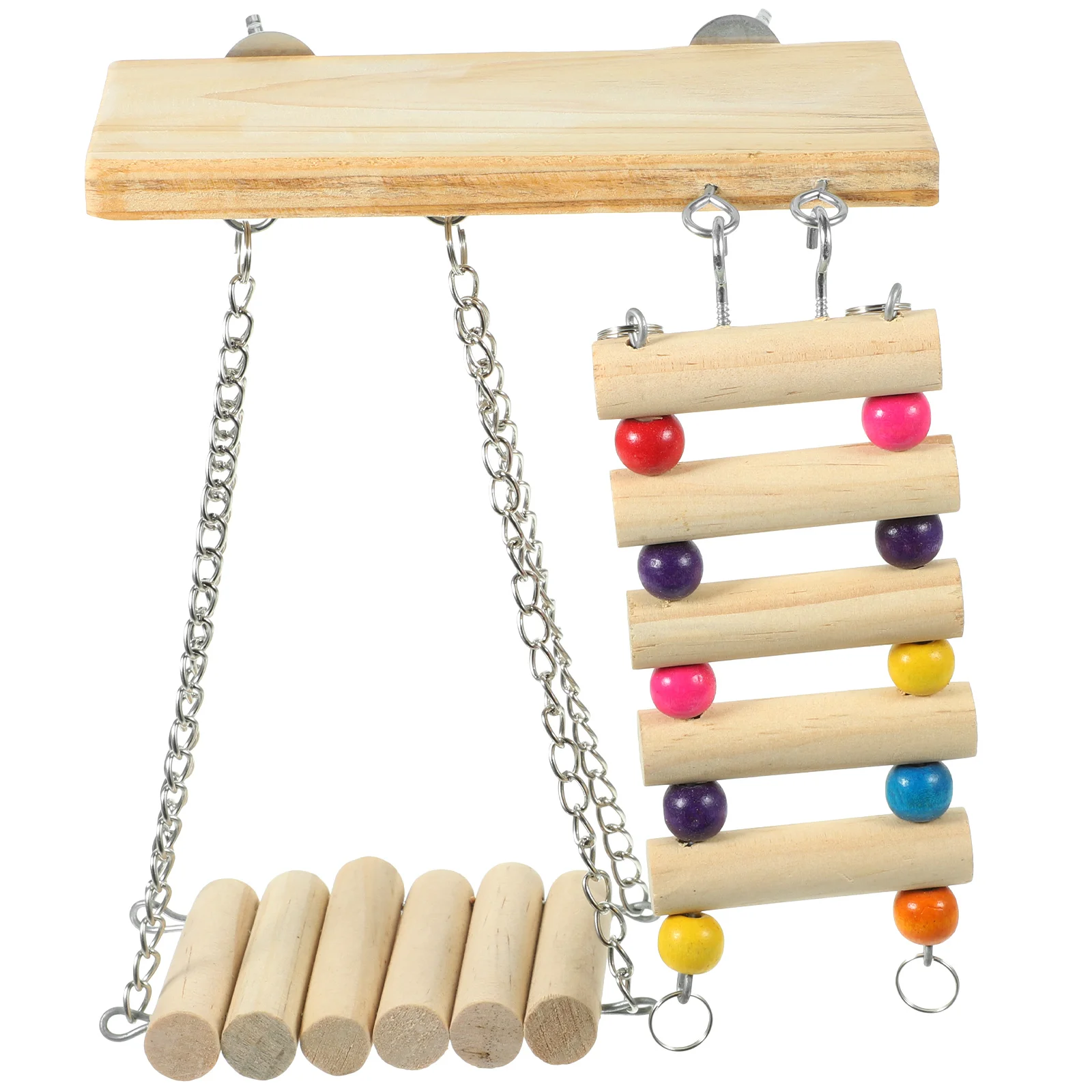 

Indoor Swing Parakeet Perch Natural Wood Bird Stand Platform Birds Wooden Parrot Toy Desktop Training