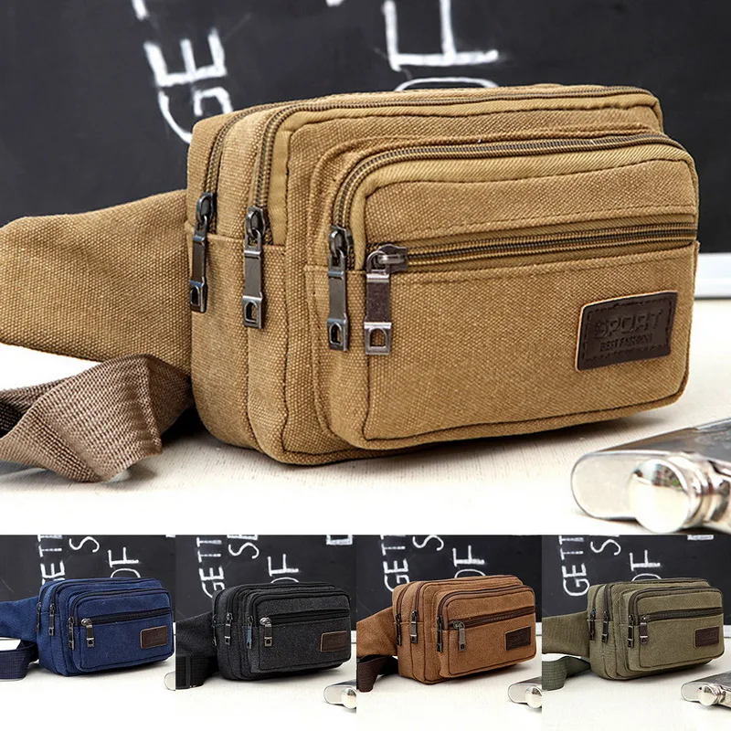 

Street Waist Bag Shoulder Phone Sports Pack Canvas Crossbody Cycling Men's Handbag Casual Boy Tactical Chest Sports Outdoor Bags
