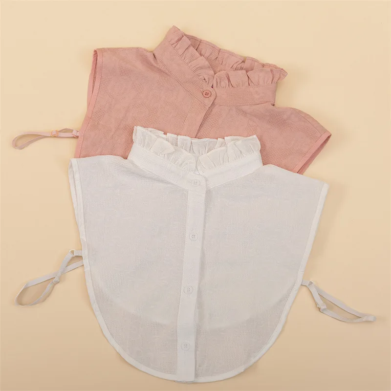 

Ruffles Stand Shirt False Collar for Women Solid Color Fake Collar Bow Tie Sweater Decorative Girls Detachable Collar