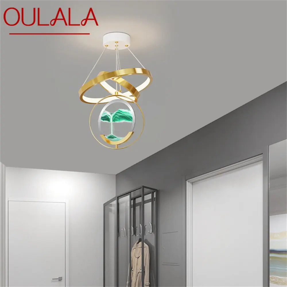 

OULALA Hourglass Chandelier Lamp Contemporary Gold Pendant Lights LED 3 Colors Creative Decor for Home Dining Room Aisle