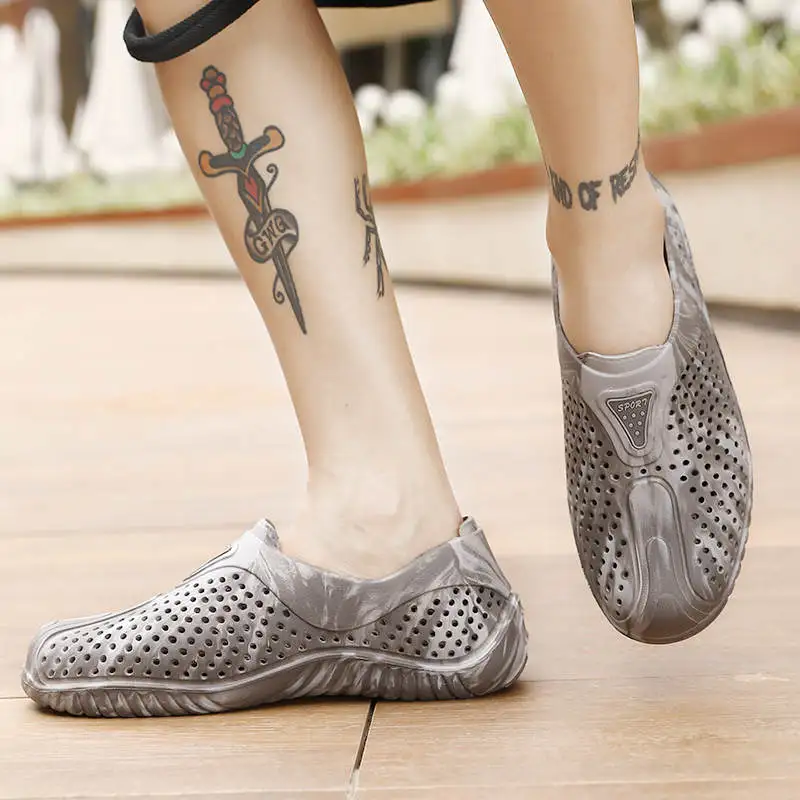 

Rubber Clogs Loafer Jelly Sandals Shoos Men Slippers Leather Without Heels Casual Leather Shoes High-Level Tennis Combat Air
