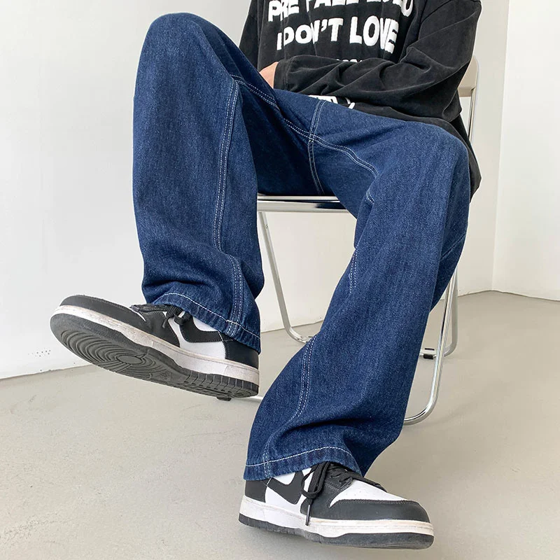 Blue Baggy Jeans Men Fashion Retro Casual Straight Jeans Japanese Men Streetwear Hip Hop Loose Denim Pants Mens Trousers S-2XL