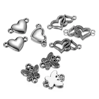 10pcslot alloy butterfly heart charms pedants jewelry bracelet connectors for diy necklace jewelry making accessories