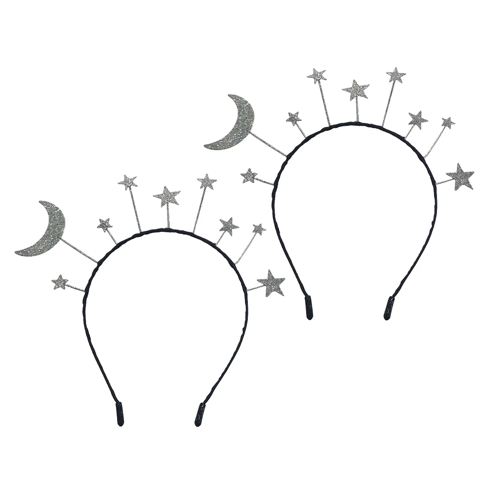

2 Pcs Star Silver Headpiece Wedding Hair Accessories Women Headpiece Bride Clothing