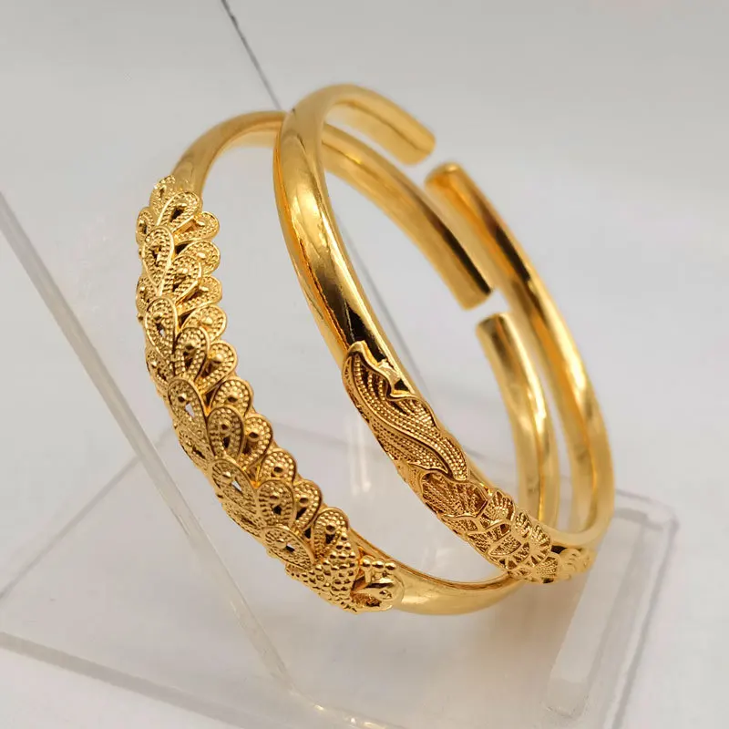 

Exquisite Vietnamese Sand Gold Ancient Method Bracelet Female Dragon and Phoenix Peacock Frosted Open Solid Simulation Jewelry