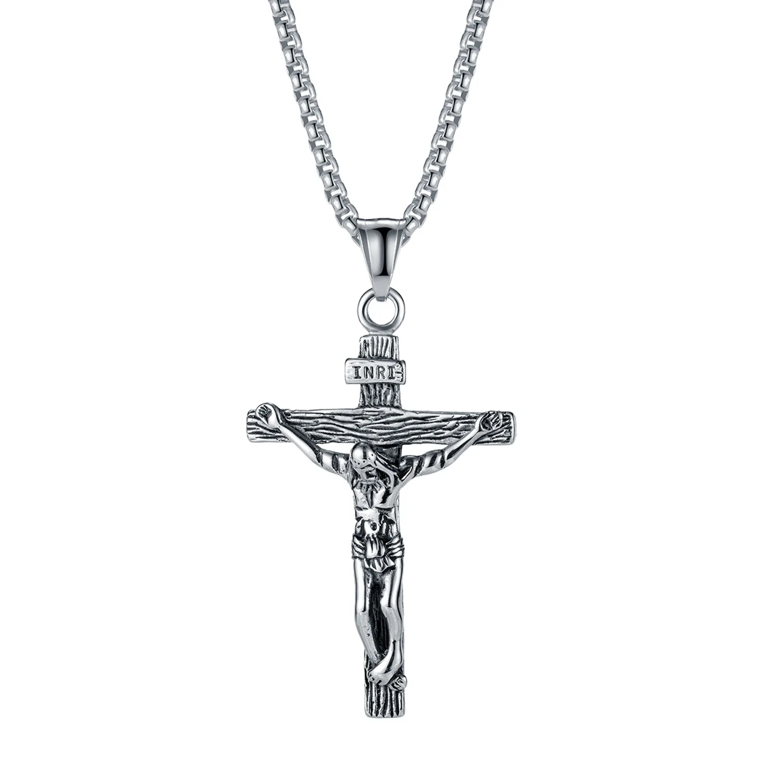 

Christian Jesus Cross Necklace Ladies Men Stainless Steel Necklace Religious Easter Prayer Baptism Jewelry