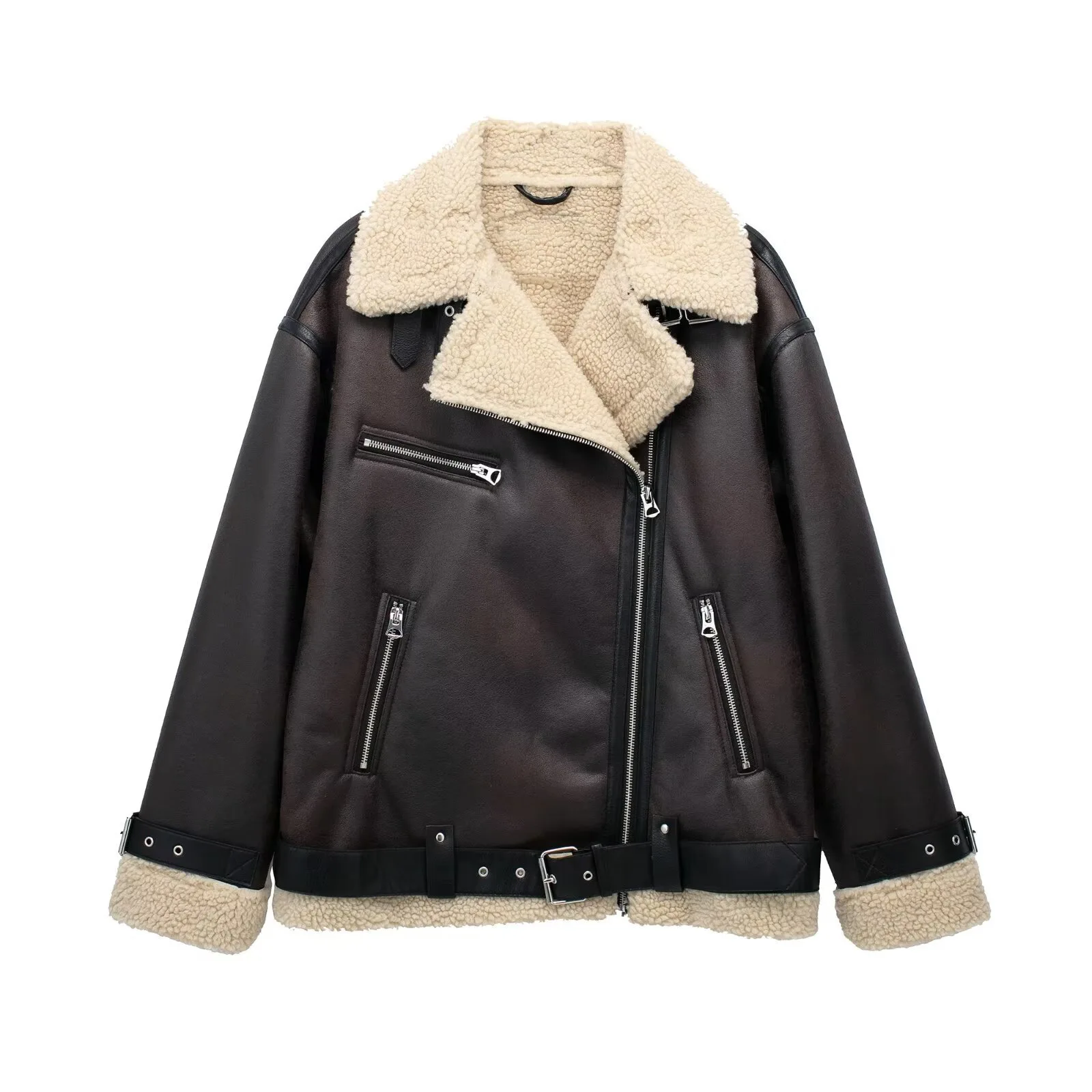 Женская Толстая Теплая Двусторонняя Куртка Из Искусственного Меха