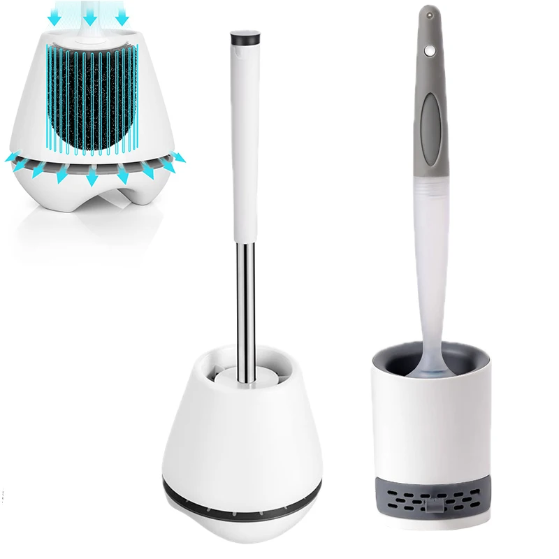 Роскошная силиконовая щетка для унитаза - с ручкой из нержавеющей стали и