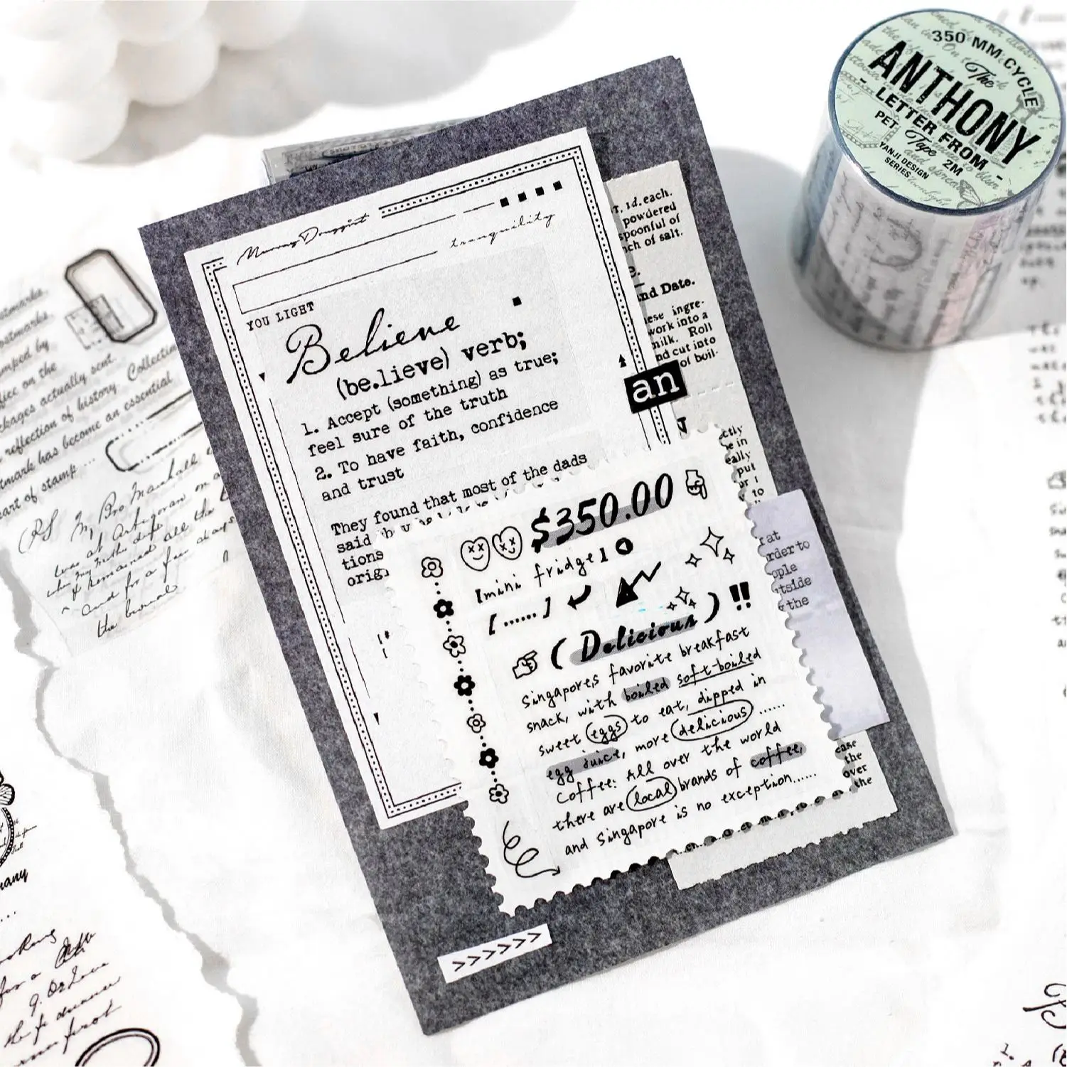 50 мм * 200 см буква из серии Энтони винтажный английский текст номер ПЭТ-лента