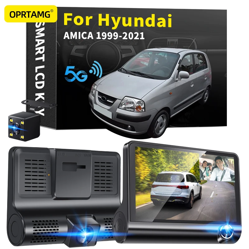 

OPRTAMG Dash Cam Car DVR 3 Cameras Lens 4.0 Inch 1080P dashcam For Hyundai AMICA 1994 1995 1996 1997-2018 2019 2020 2021 2022