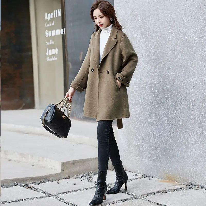 

Fashion New Coats 2022 New Autummn Winter Coat Women Wool Coat Casual Warm Long Sleeve Solid Cashmere Clothes Jacket S33