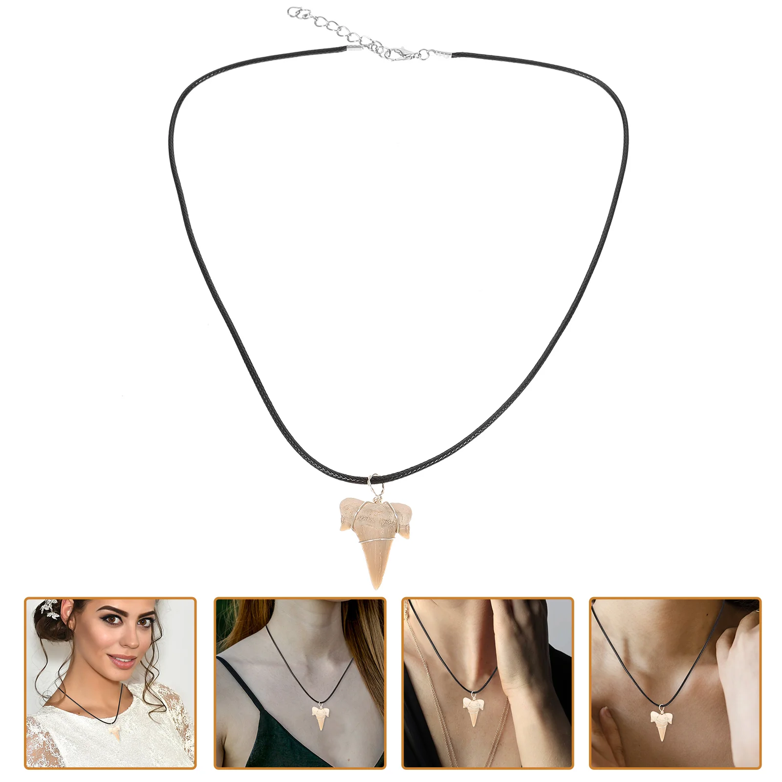 

Декоративное ожерелье, Женская цепочка, кулон в виде акулы, подвеска, подвеска с ископаемыми зубами, чокер Miss