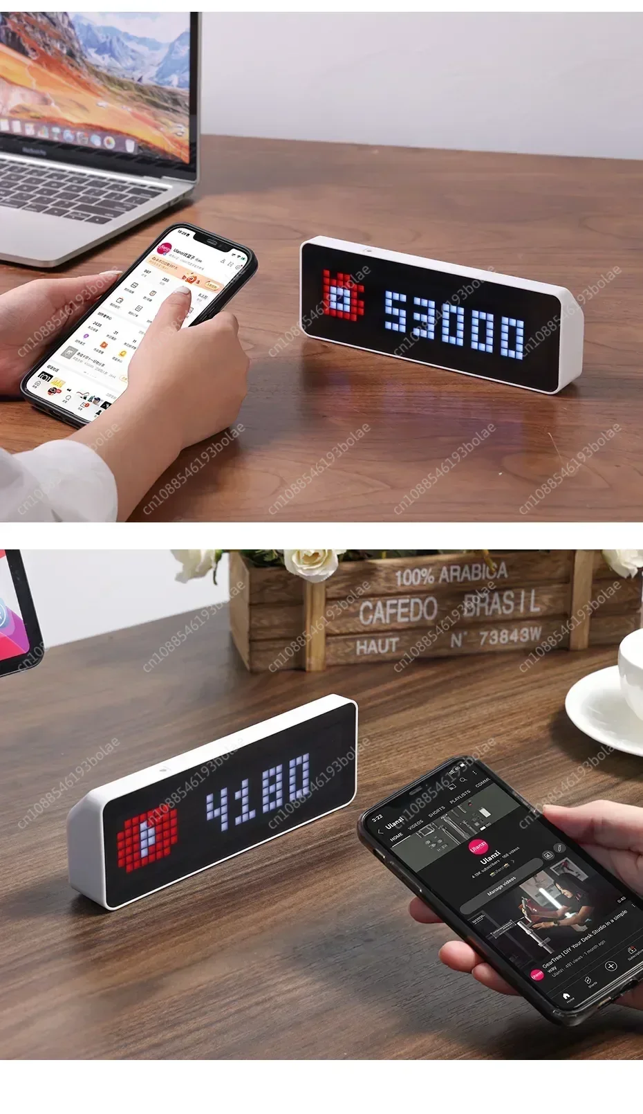 TC001 Пиксельные часы Pomodoro Часы Youtube Vlogger Погода Вентилятор Дисплей Секундомер